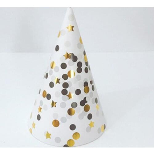 10pcs Baby Shower Party Decoration Hats Birthday Party Decor Cap Bronzing Birthday Cap Baby Kids Party Supply Paper Hat