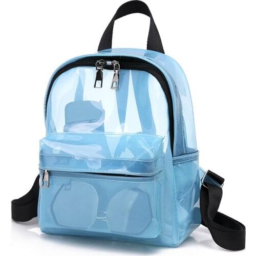 PVC Waterproof Transparent Iadies School Bag FashionTransparent Backpack Large-capacity All-match Woman Pure Color Bag
