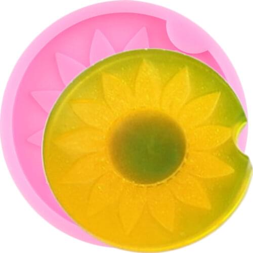 Sun Flower Coaster Silicone Epoxy Resin Molds DIY Round Geode Coaster Agate Mould Keychain Resin Chocolate Candy Fondant Moulds