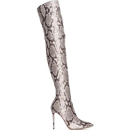 Women Over the Knee Boots Stretch Sexy High Heels Zipper Pointed Toe Winter Slim Thigh High Boots Black Gray Wine Red Boots 2019