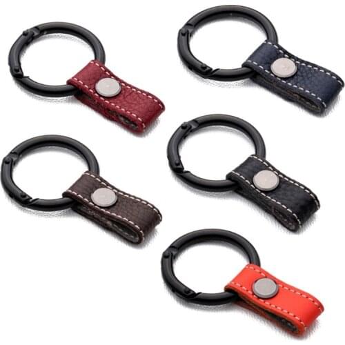 1pc Card Keyring Car Key Holder with Genuine Leather Lanyard for Keychain Keyring J60F