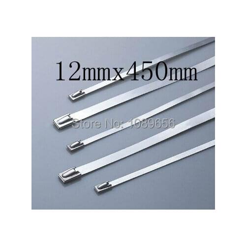 100PCS 12*450 12x450mm stainless steel zip CABLE TIES LOCK TIE WRAP