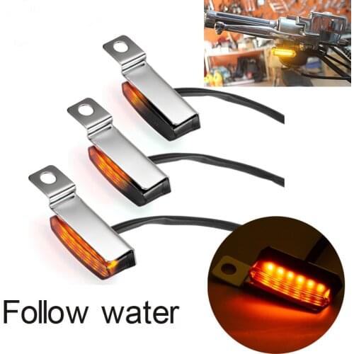 For Harley Davidson Cafe Racer Choppers 2PCS Flowing Emark Mini LED Motorcycle Turn Signal Light Brake Clutch Lever Flashers