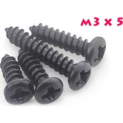 2000PCS M3*5 M3X5 BK Carbon Steel Philips Cross Head Screw Self Tapping Round Head Screw Electronic Screws