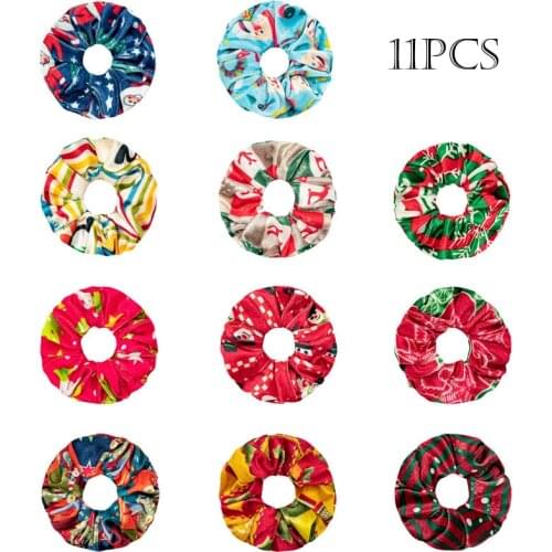 2021 New Year Hair Schrunchi Christmas Hairbands Pack 11pcs/lot Women High Quality Scrunchy Set For Christmas Festival Gift