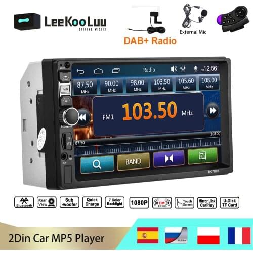LeeKooLuu 2 Din Car radio Multimedia Video Player 7" Universal 2Din Autoradio with DAB Radio Steer Wheel control External Mic