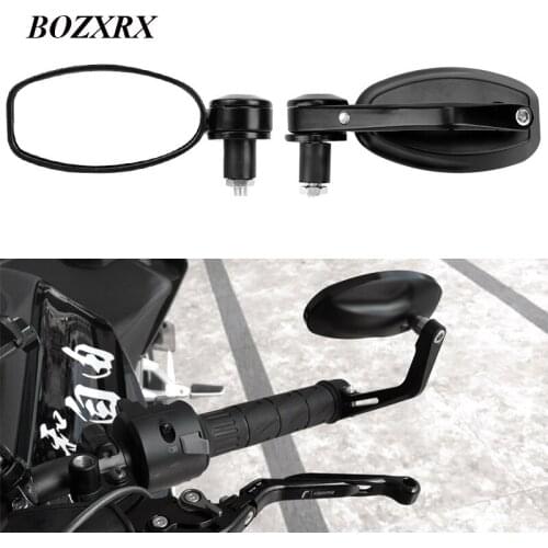 BOZXRX 1 pair Universal CNC Aluminum 7/8" End Rear Mirrors Motorcycle Scooters Rearview Mirror Side View Mirrors Cafe Racer
