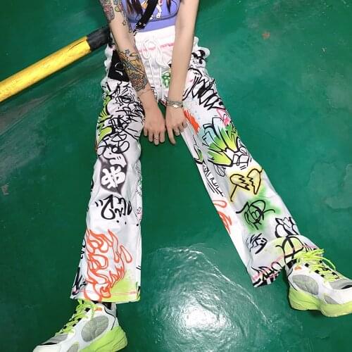 Summer New Loose Women Pants Japanese Harajuku Y2k Graffiti Cartoon Street All-match Casual Trousers Hip-Hop Wide-leg Pant