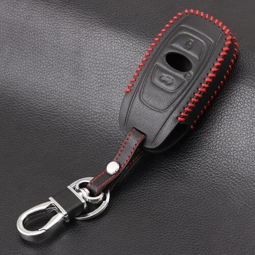 Genuine leather car cover case style key chain ring For Subaru BRZ XV Forester Legacy Outback car keys shell