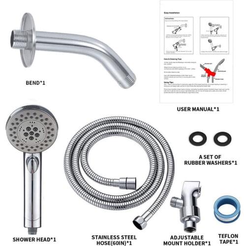 Shower Button Hand-Held Shower Set One-Button Water Stop Booster Nozzle Five-Function Shower Head Bathroom Hardware Accessories