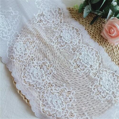 24cm White Black Mesh Elastic Embroidered Swiss Lace Crafts Fabric Couture Accessoire For Diy Sewing Needlework Wedding Dress