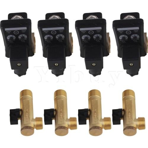 4 Pieces AC110V Electronic Separated Automatic Timed Drain Valve 1/2"