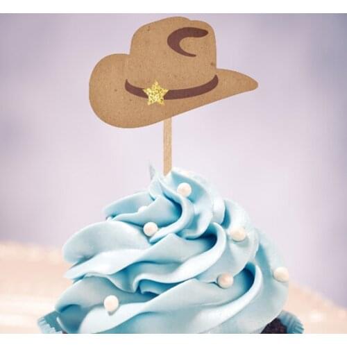Western cowboy hats Cupcake Toppers wedding birthday baby shower Party toothpicks free shipping photo booth props