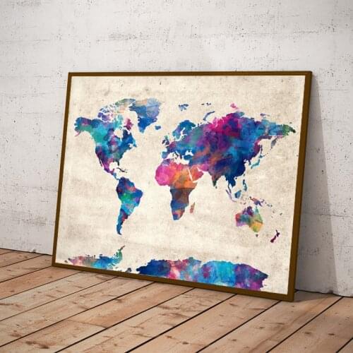 One Piece Abstract Colorful World Map Posters Wall Art Pictures Canvas HD Print Home Decor On Wall Oil Paintings Room Decoration