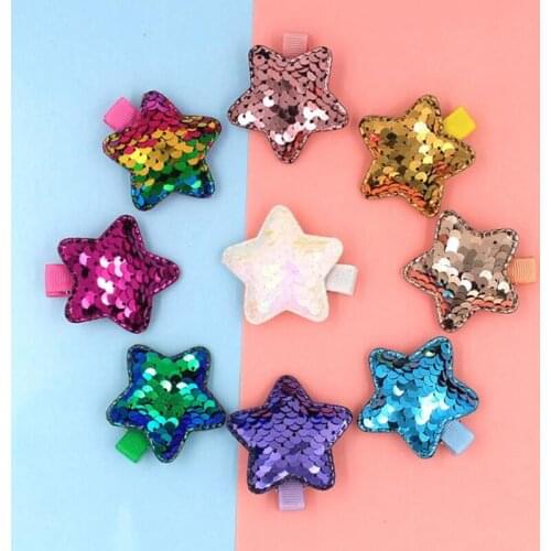 Korean Fashion fish scales hair accessories childrens cartoon cute side clip Colorful star Shape hairpin Girls Gifts
