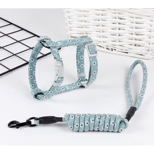 Summer Cat Floral Leash Pets Adjustable Cotton Cats Harnesses Puppies Kittens Set Pet Leash Supplies