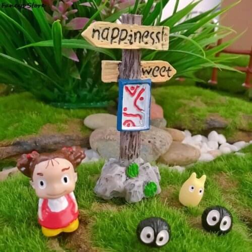 Miniature Traffic Sign Welcome Horns Figurines Succulents Fairy Garden Miniature Bonsai Doll Home Decor Gift Resin Road sign