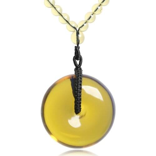 Natural Blue Potter Safety buckle Sweater Chain Raw Mine Amber Men and Womens Pendant