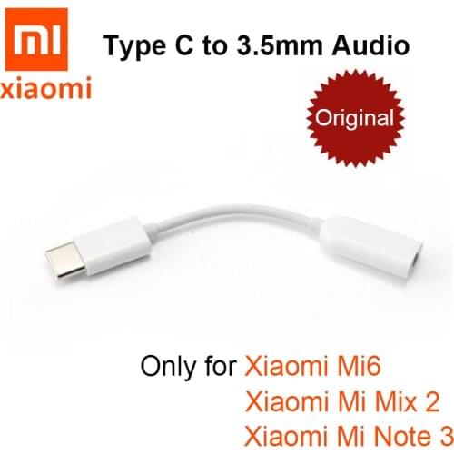 Original Xiaomi mi6 MI 8 Type C to 3.5mm Audio cable Type-C Earphone Headset Adapter USB C AUX mi mix 2S Note 3 MIX2 Black shark