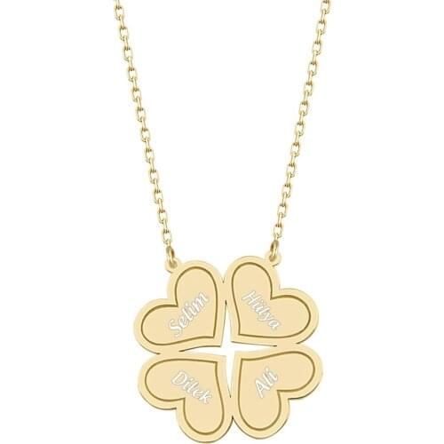 Personalized Name Post Silver 4 Heart Pendant DN249