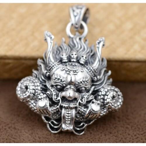 Thai silver wholesale S925 pure Silver man Pendant antique style Thai silver Dragon Pendant for man Mahakala personality