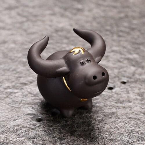 Purplue Sand Tea Pet Niu Boutique Small Ornaments Supportable Lucky Personality Cover Kung Fu Tea Utensils Tea Accessories