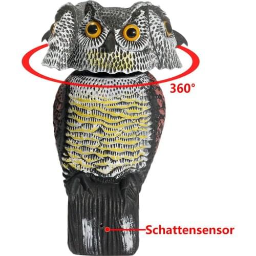 Realistic Rotating Owl Decoy, 360 Rotate Repellent Pest Imitation Bird for Garden Yard