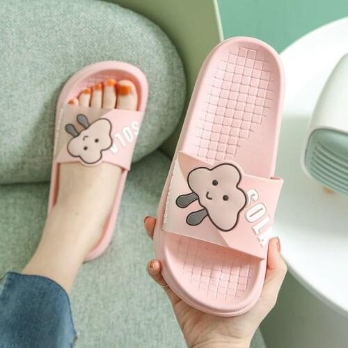 Summer Slippers Women Cute Lovely Floor Flat Slides Non-Slip Indoor Flip Flops Bathroom Home Couple Female Men Beach Sandals