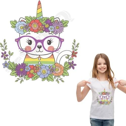 Cute Unicorn Patches DIY Flower Iron-on Patches For Clothes A-level Washable Stickers Heat Transfer Appliqued Children Gift