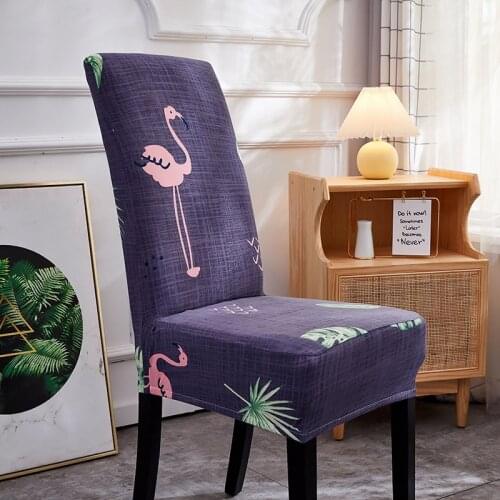Flamingo Elastic Chair Covers Spandex Stretch Dining Chair Slipcovers Dustproof Washable Chair Protector For Kitchen Hotel Party