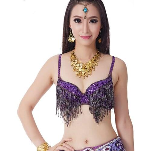 2018 Belly Dance Double Row Hanging Bra Belly Dance Costume Top Bra Us Size 32-34b/c 10 Colours