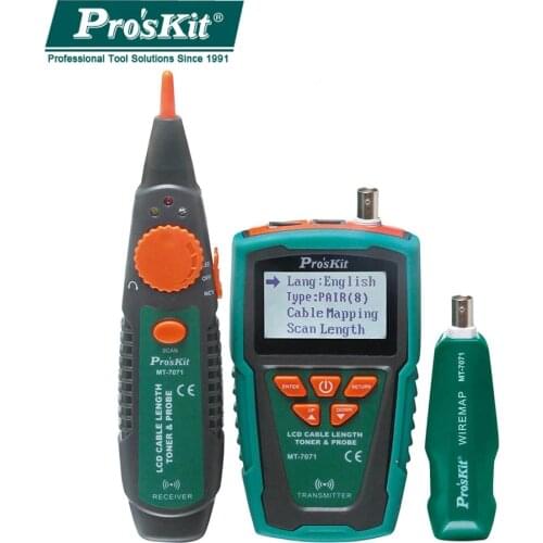 ProsKit MT-7071 Cable Tester Break Hunt Check Line Device LCD Network Cable Length Tester Detector Tracker Wire Fault Locator