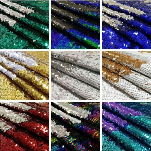 0.5Y Fuchsia&Silver Sequin Fabric Gold Curtain Reversible Sequin Fabrics Mermaid Fish Scale Glitz Background for Decor
