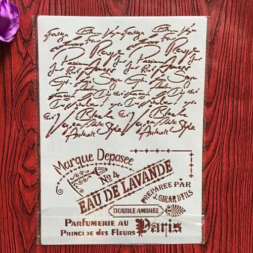 A4 29 * 21cm EAU DE LAVANED letter DIY Stencils Wall Painting Scrapbook Coloring Embossing Album Decorative Paper Card Template