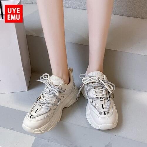 UYEEMU Womens Shoes 2021 New Fashion Round Head Sponge Cake Thick-Soled INS Super Fire All-Match Non-Slip Casual Running Shoes