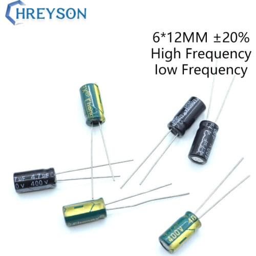 20Pcs 6*12 High Frequency Low ESR Aluminum Electrolytic Capacitor Kit 63V 100V 10V 470UF 2.2UF 3.3UF Full Values Assorted Sets