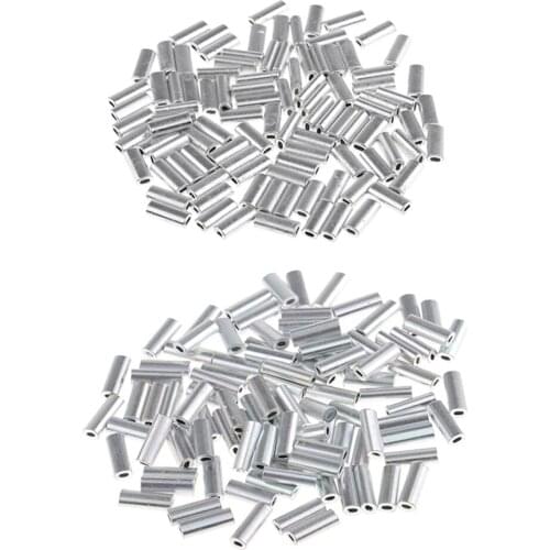 200Pcs Fishing Wire Single Barrel Crimp Sleeves 100pcs 1.0mm and 100pcs 1.5mm 10mm Length Corrosion resistant Replacement