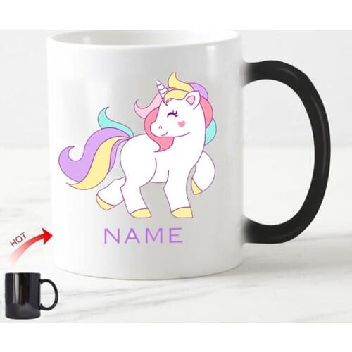 2020 Custom Name Unicorn Magic Mug Personalised Unicorn Morph Mugs Heat Sensitive Color Changing Kids Coffee Ceramic Magical Mug