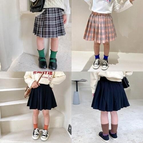 2021 Korea style girls plaid skirt autumn cotton fashion girls skirts kids clothes 1-7 years
