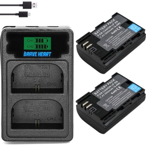 4pcs Full code bateria LP-E6 LPE6 LP E6 Batteries + LCD DUAL charger For Canon 5D Mark II Mark III 6D 7D 60D 60Da 70D 80D DSLR