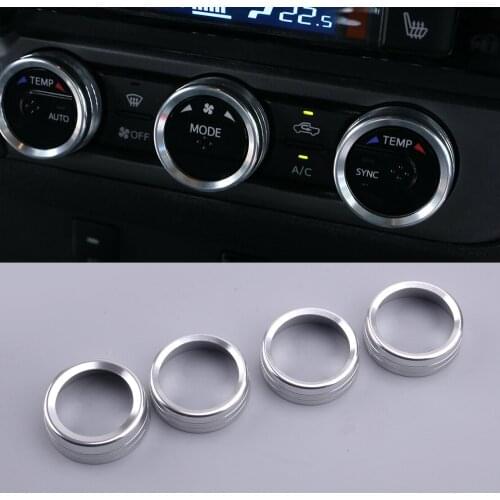 4pcs Aluminium Alloy Silver Air Conditioner Switch CD Button Knobs Ring Trim fit for Toyota Tacoma 2016 2017 2018 2019 2020