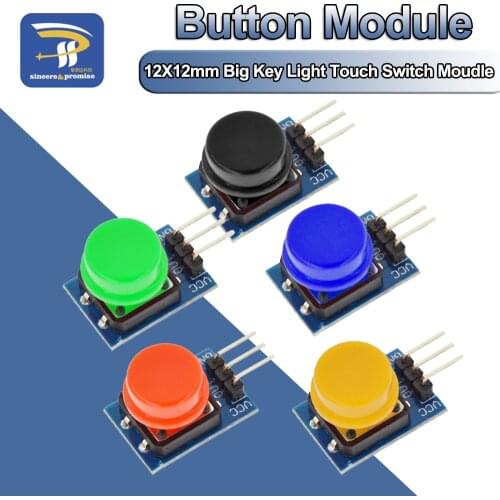 5Pcs 12X12MM Big Key Module Button Light Touch Switch 3P Interface With Hat High Digital Level Output For Arduino Raspberry Pi