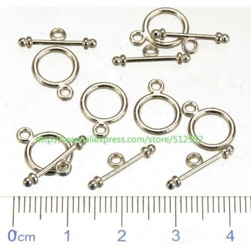 DIY Bracelets Clasps Necklaces Toggles OT hooks Vintage Silver Small Fashion New Jewelry Findings 10mm Round 15mm bar 100 Sets