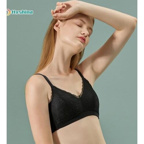 Sexy Girls Underwear Womens Thin Rimless Bra Lace Gathered Adjustment Bra Back Triangle Cup Bra