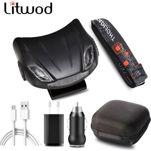 Sensor Led Headlamp Build-in Battery USB Rechargeable Head Cap Lamp Flashlight Light Headlight Bulbs Running Time 10 Hours 5W