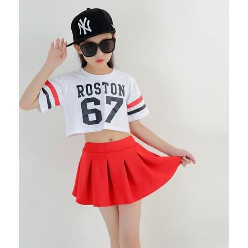 Kids Hip Hop Skirt Ballroom Dance Costume Loose Crop Top Girls Jazz Clothing Dancing Wear Exhibition Suits Cool Dancewear Outfit