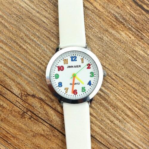 2019 Fashion Round Learn To Time Kids Boy Girl Quartz Student Wristwatch Childrens Tutor Watch simple design child gift clock