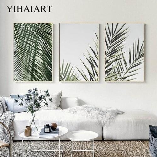 Summer Palm Leaf Canvas Painting Tropical Decoration Nordic Style Poster Green Plant Wall Art Print Picture Living Room Decor