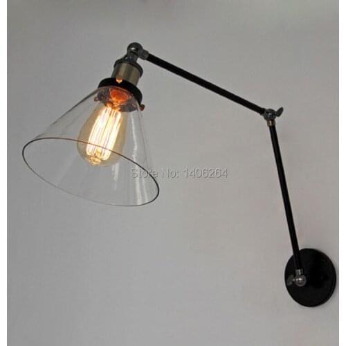 LOFT American Vintage Countryside Wrought Iron Glass Two-way Adjustment Wall lamp Cafe Bar Hall Club Store Restaurant Corridor