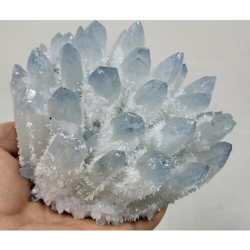 Natural Blue Phantom Quartz Crystal Cluster Rock Stones Mineral Reiki Healing Specimen Home Deco